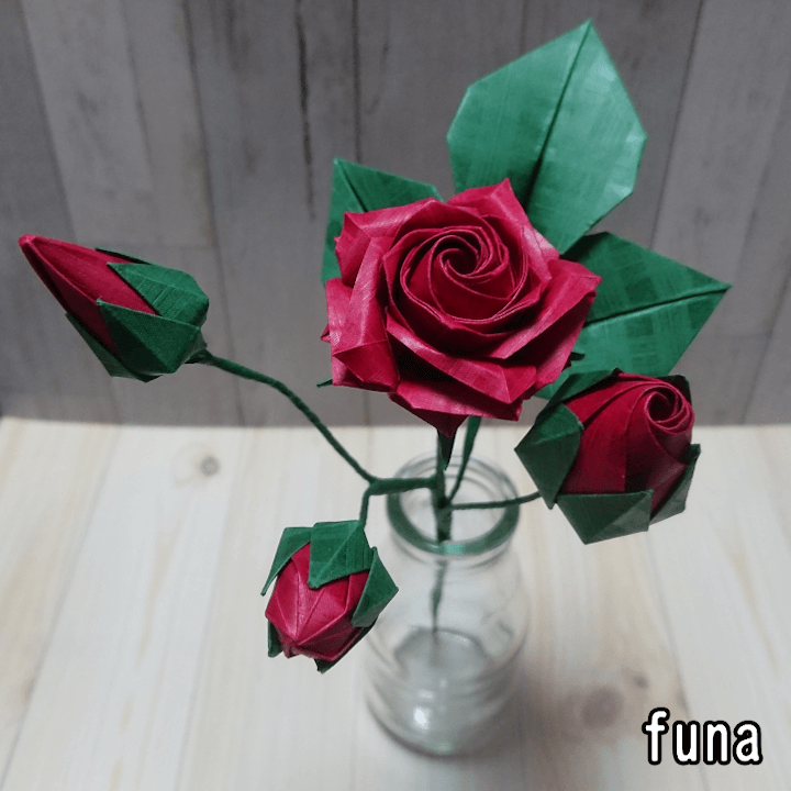 佐藤ローズとワイヤーワークとフローラルテープ Funa Origami